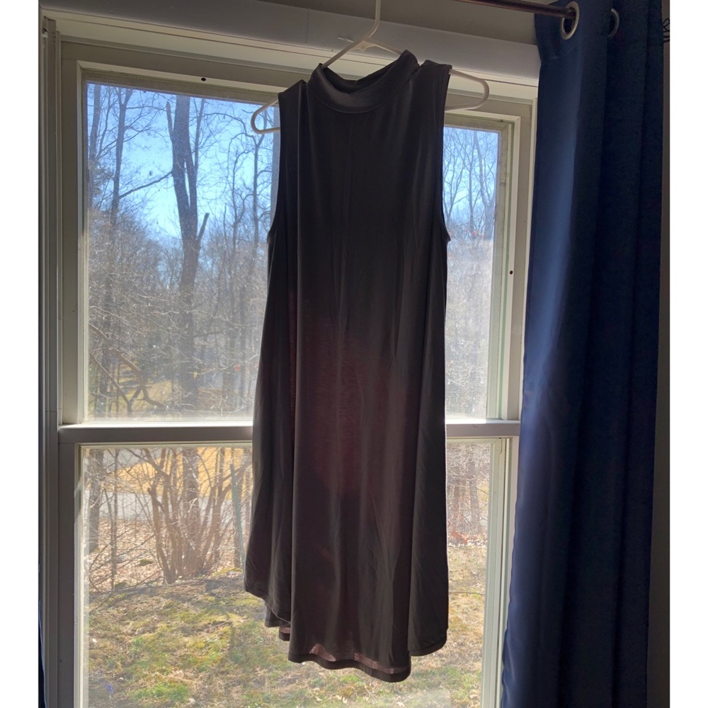 Gray turtleneck sleeveless dress